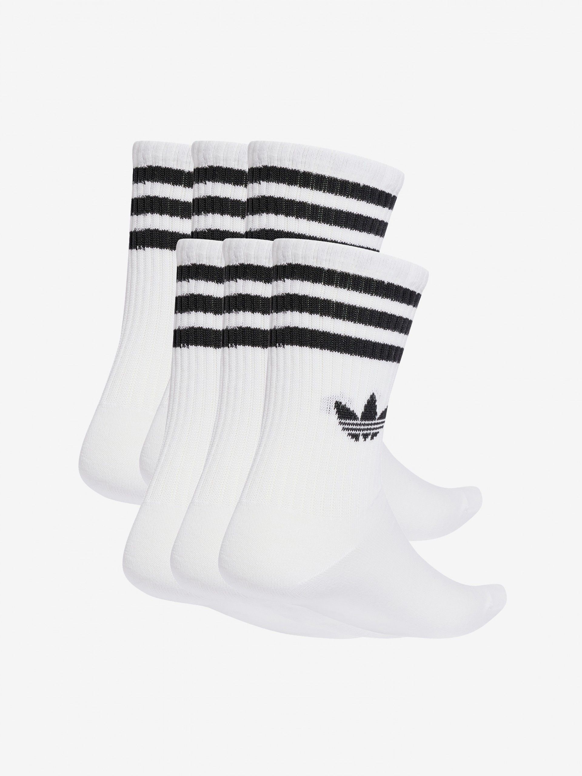 Adidas 3-Stripes White Crew Socks (6 Pairs)