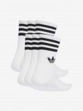 Meias de Cano M�dio Adidas 3-Stripes Brancas (6 Pares)