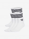 Meias de Cano M�dio Adidas 3-Stripes Brancas (6 Pares)