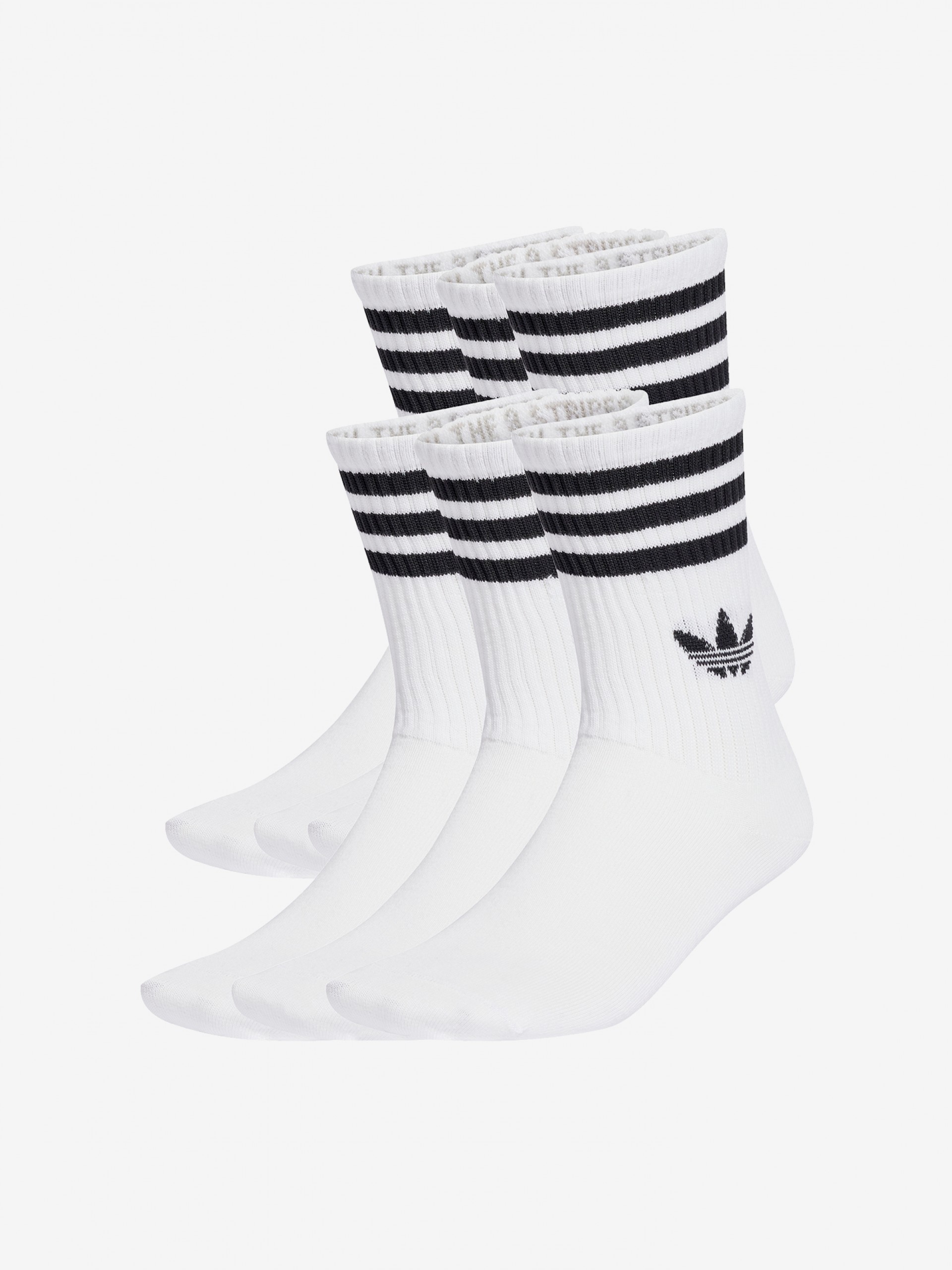 Adidas 3-Stripes White Crew Socks (6 Pairs)