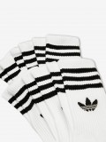 Meias de Cano M�dio Adidas 3-Stripes Brancas (6 Pares)