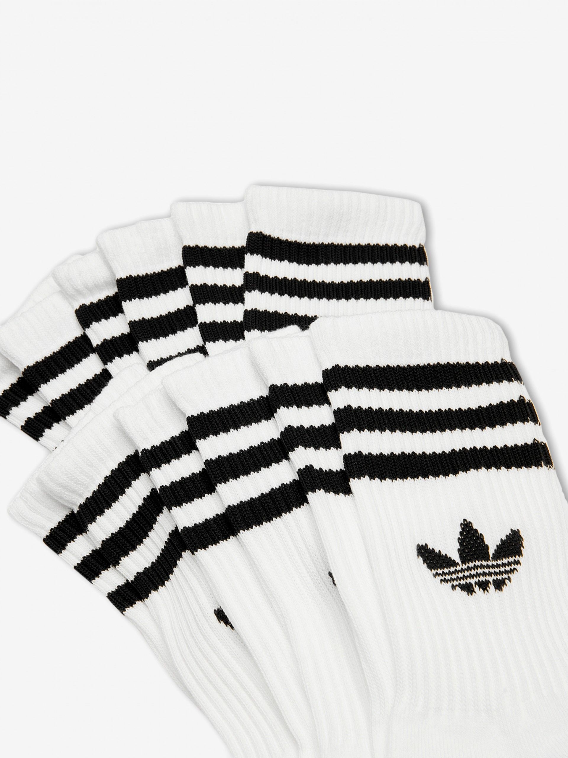 Adidas 3-Stripes White Crew Socks (6 Pairs)