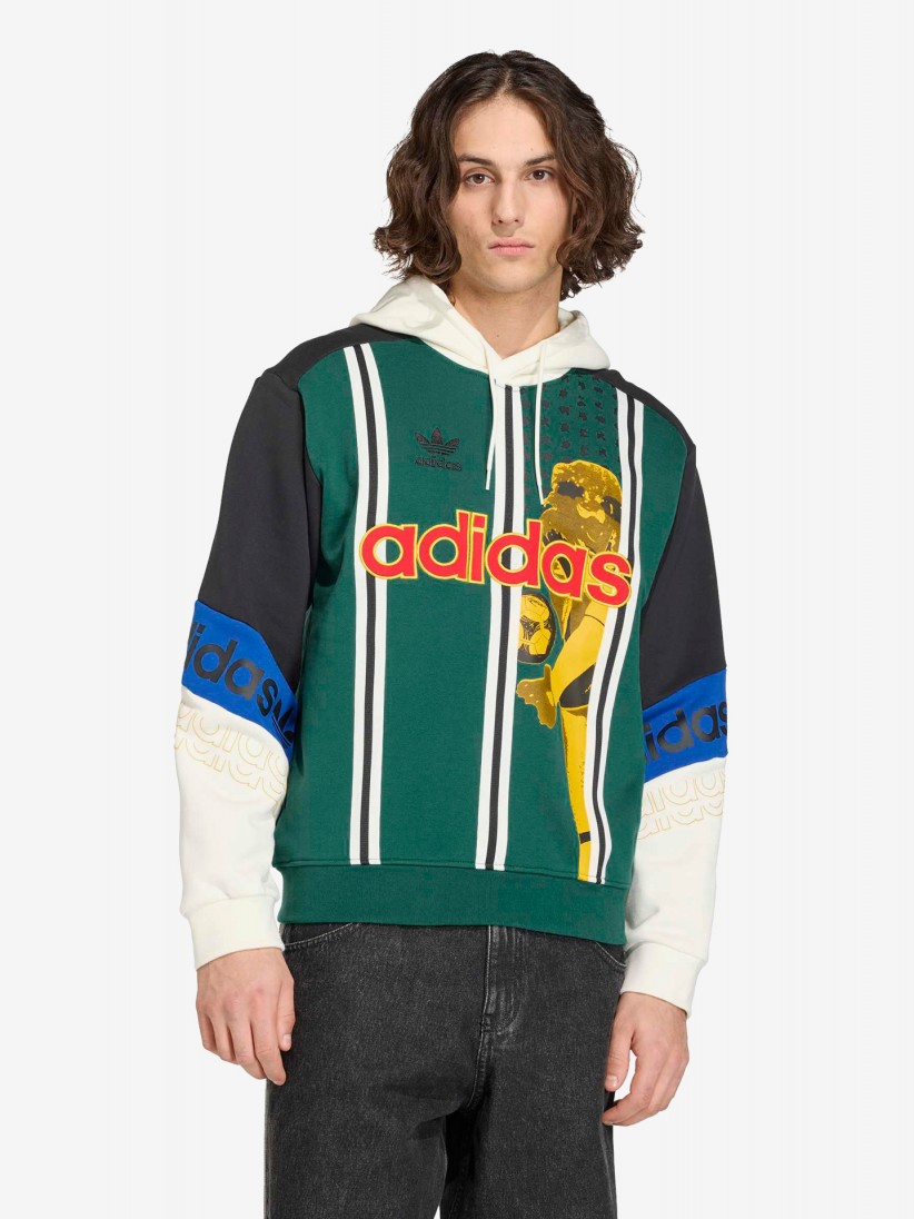 Camisola com Capuz Adidas Archive Football Graphic Verde, Preta, Branca e Azul Camisola com Capuz Adidas Archive Football Graphic Verde, Preta, Branca e Azul