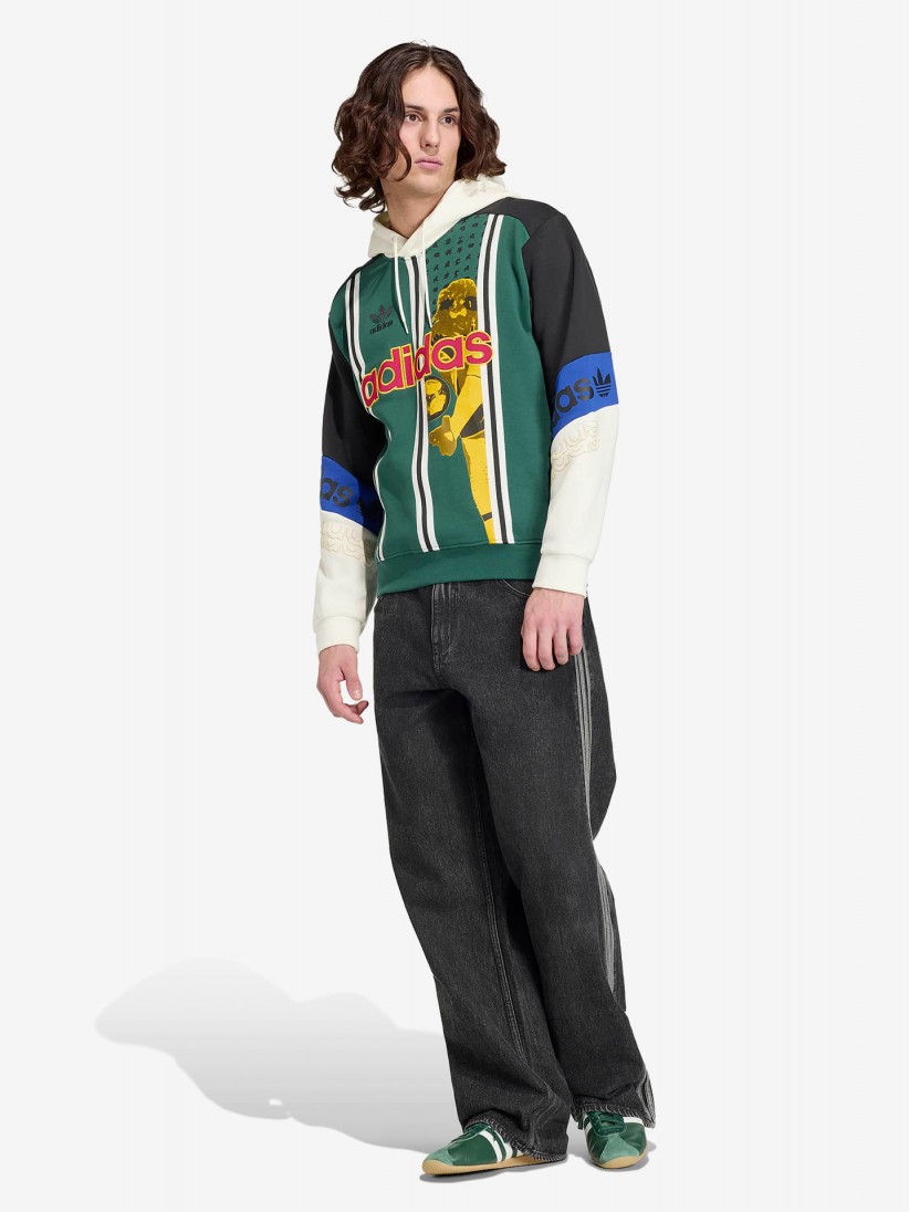 Camisola com Capuz Adidas Archive Football Graphic Verde, Preta, Branca e Azul Camisola com Capuz Adidas Archive Football Graphic Verde, Preta, Branca e Azul
