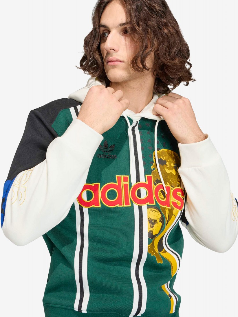 Camisola com Capuz Adidas Archive Football Graphic Verde, Preta, Branca e Azul Camisola com Capuz Adidas Archive Football Graphic Verde, Preta, Branca e Azul