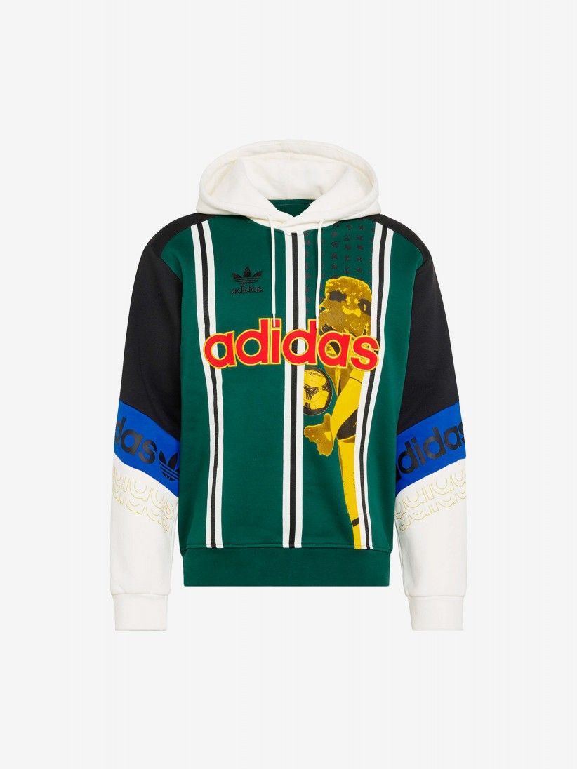 Camisola com Capuz Adidas Archive Football Graphic Verde, Preta, Branca e Azul Camisola com Capuz Adidas Archive Football Graphic Verde, Preta, Branca e Azul