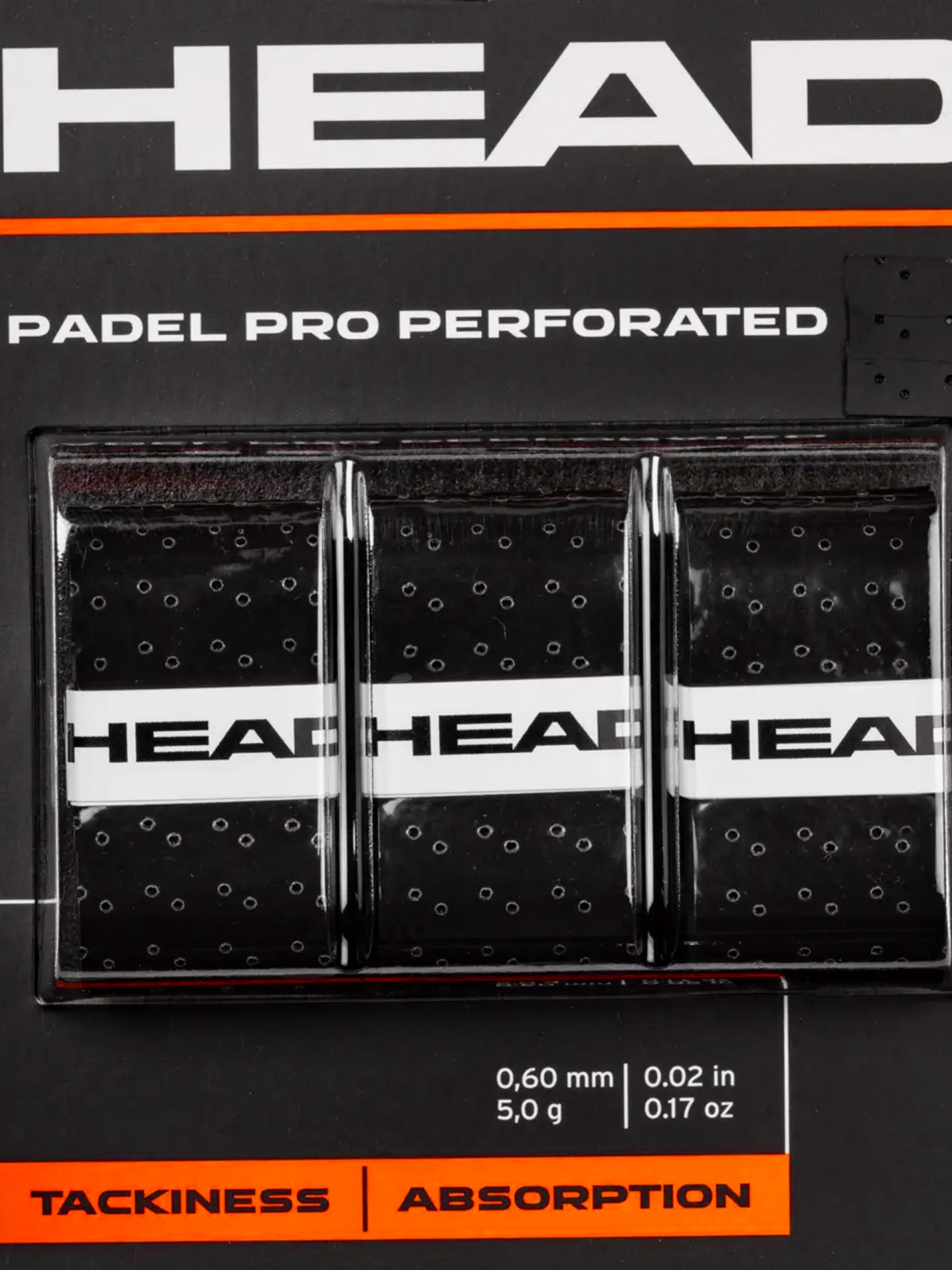 Overgrips Head Padel Pro Perforated Pretos (Pack 3)
