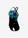 Speedo Placement Printed Powerback One Piece Black Swimsuit Speedo Placement Printed Powerback One Piece Black Swimsuit