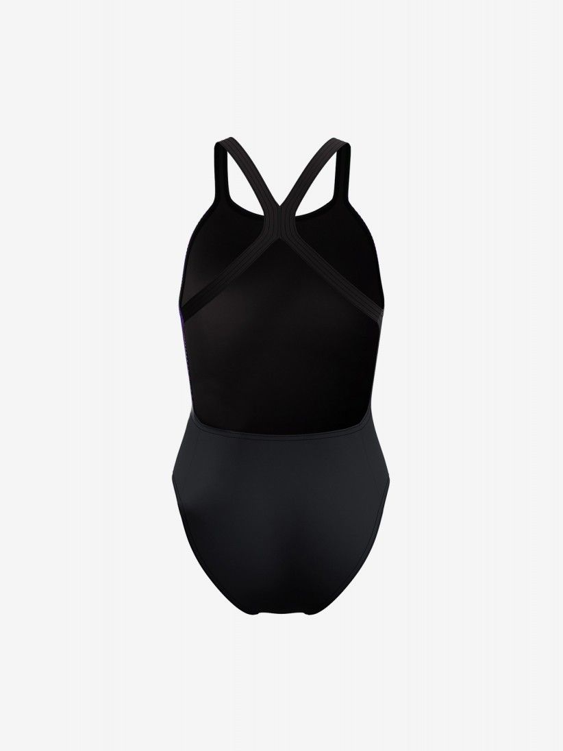 Speedo Placement Printed Powerback One Piece Black Swimsuit Speedo Placement Printed Powerback One Piece Black Swimsuit