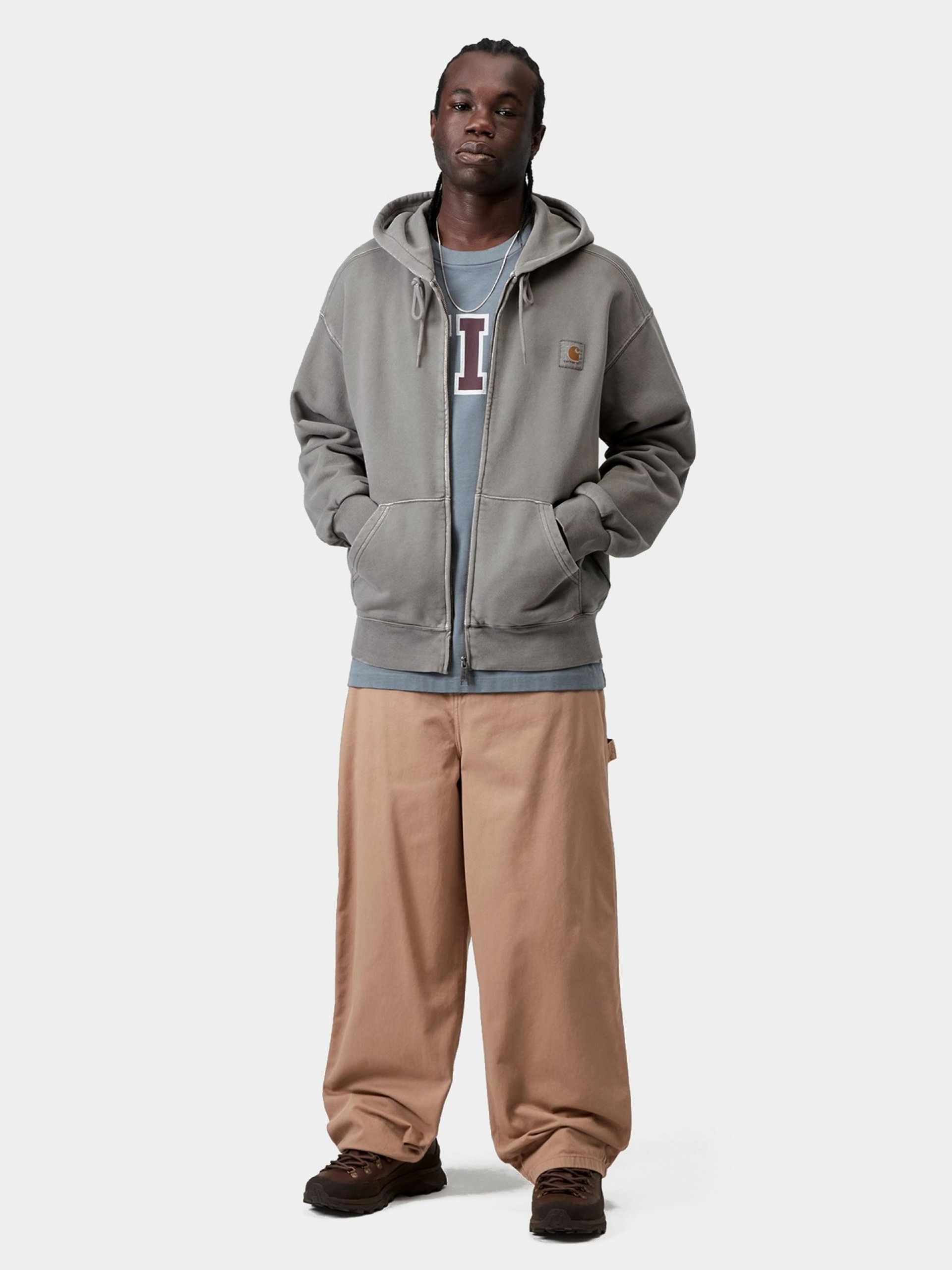 Carhartt WIP Nelson Grey (Garment Dyed) Hooded Jacket