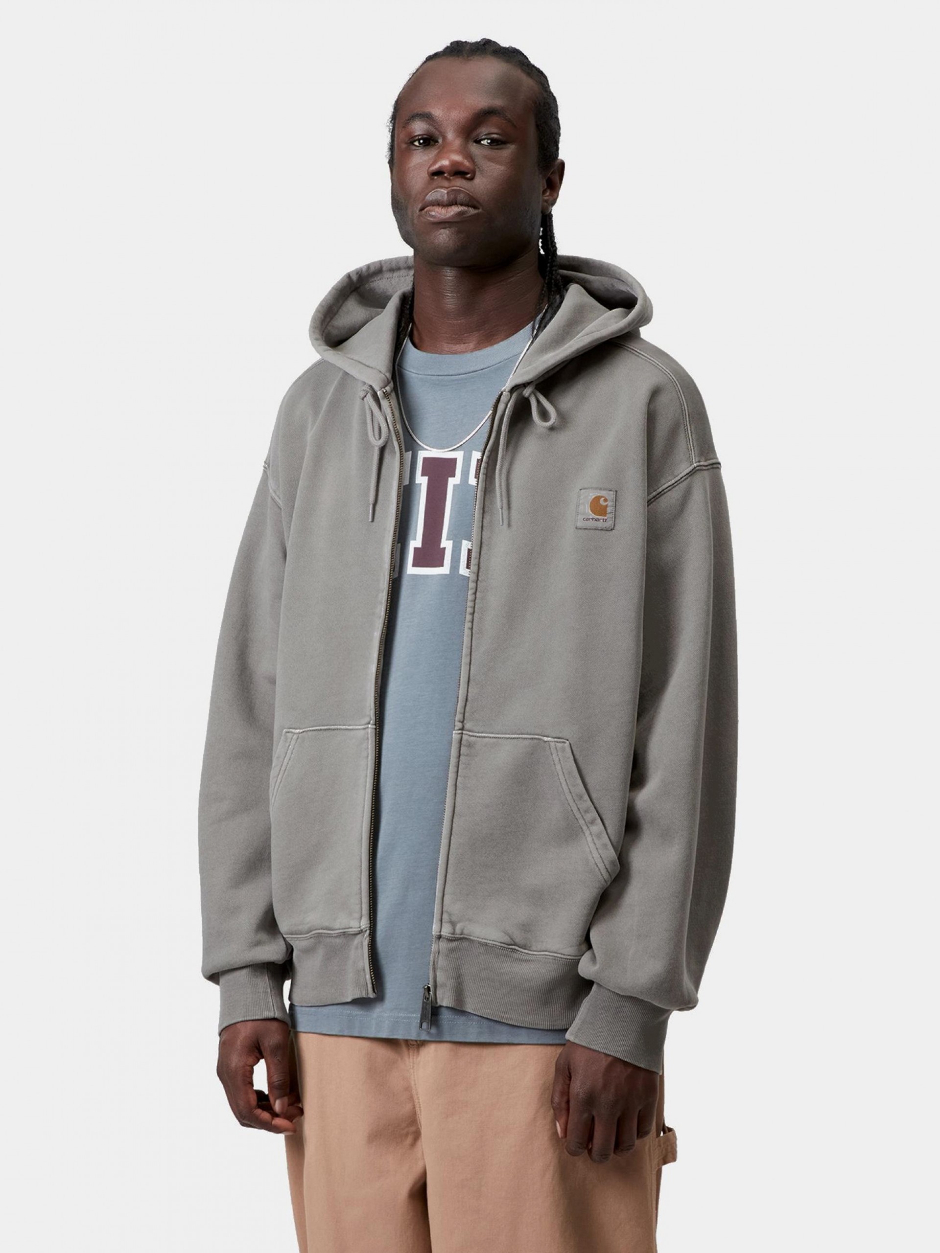 Casaco com Capuz Carhartt WIP Nelson Cinzento (Garment Dyed)
