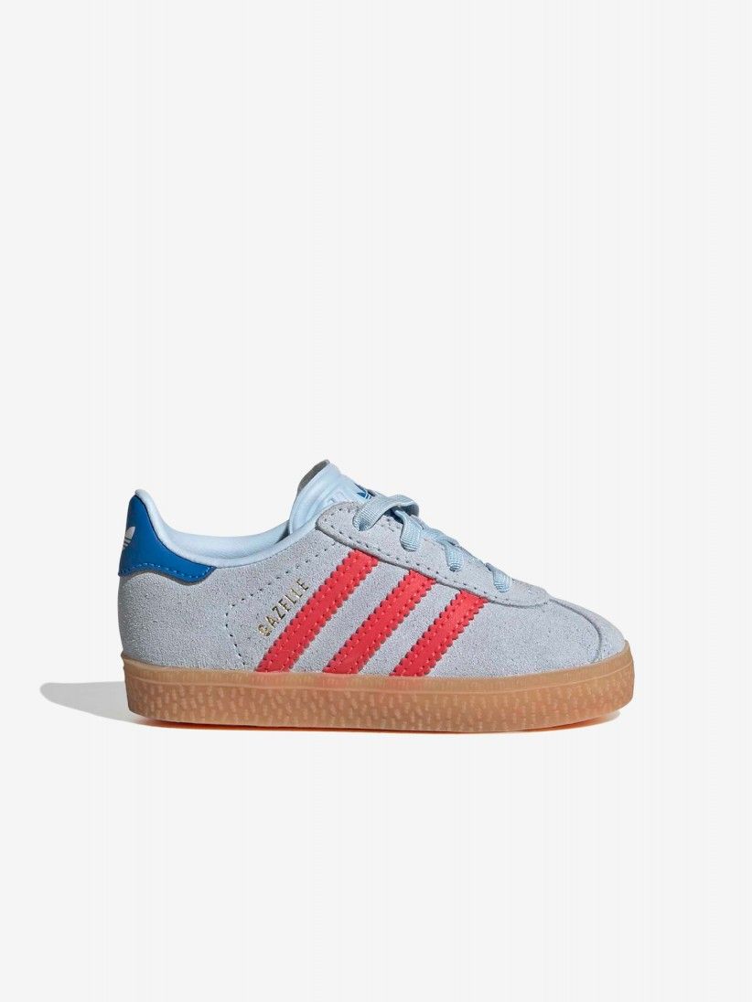 Sapatilhas Adidas Gazelle CF EL I Azuis e Vermelhas Em Camur�a