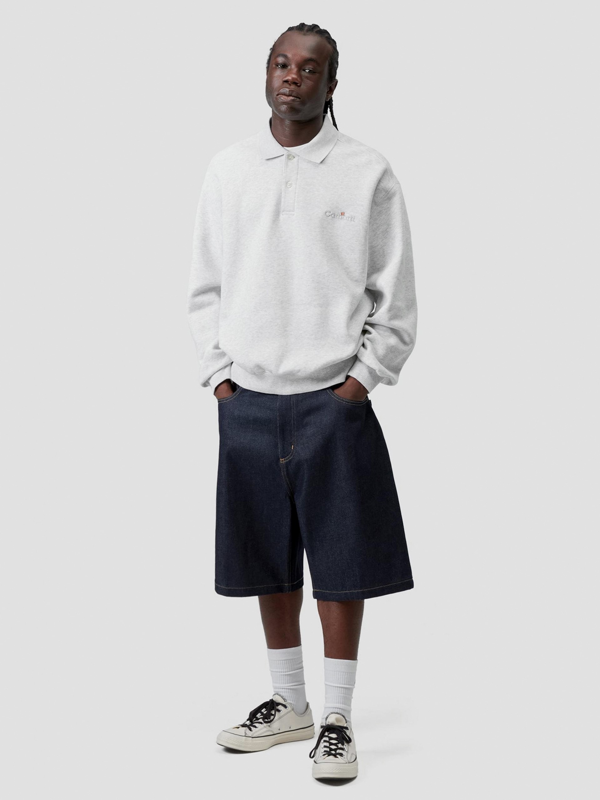 Carhartt WIP Label Grey Polo Sweater