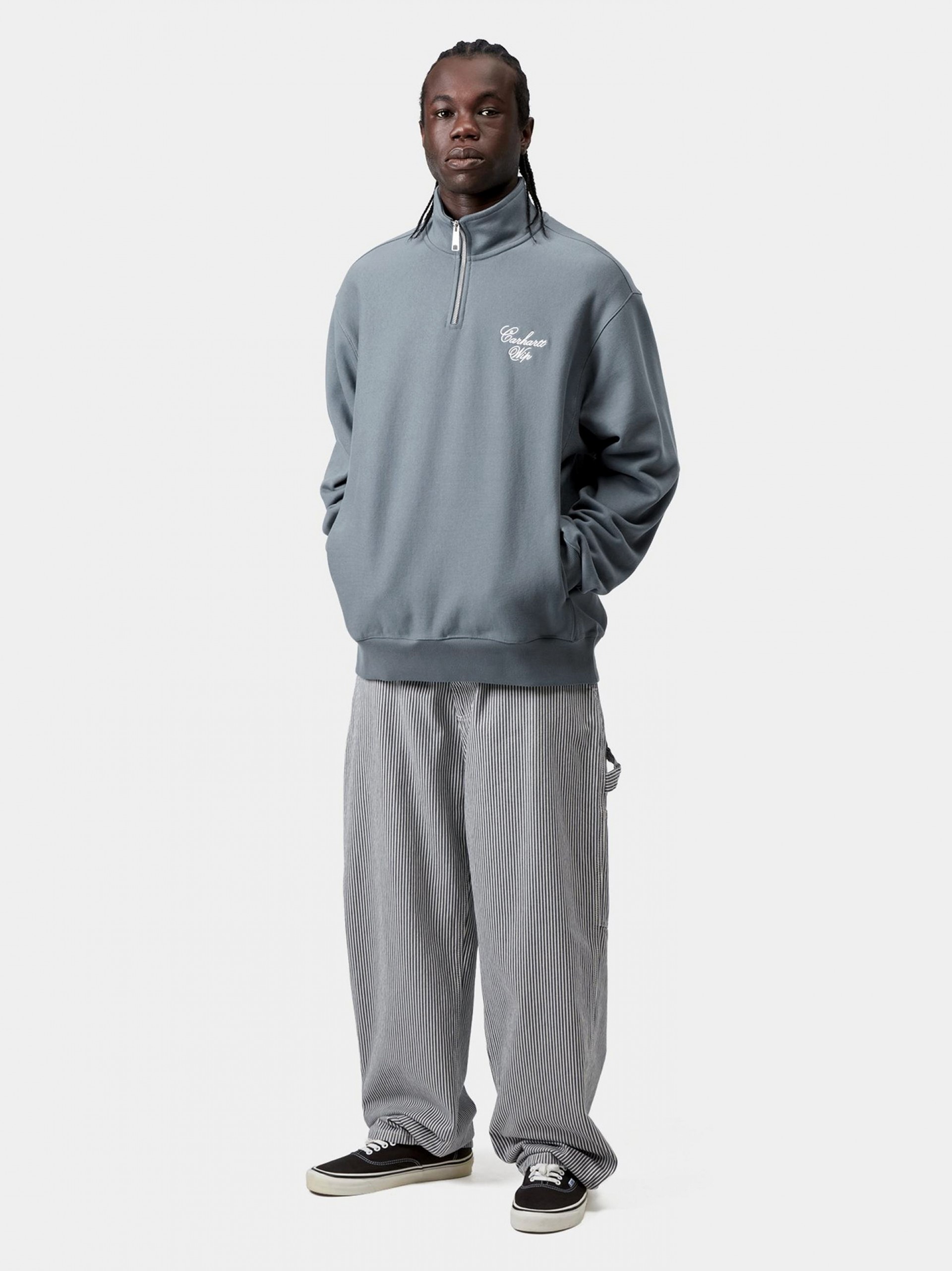 Carhartt WIP Longhand Blue Zip Sweater