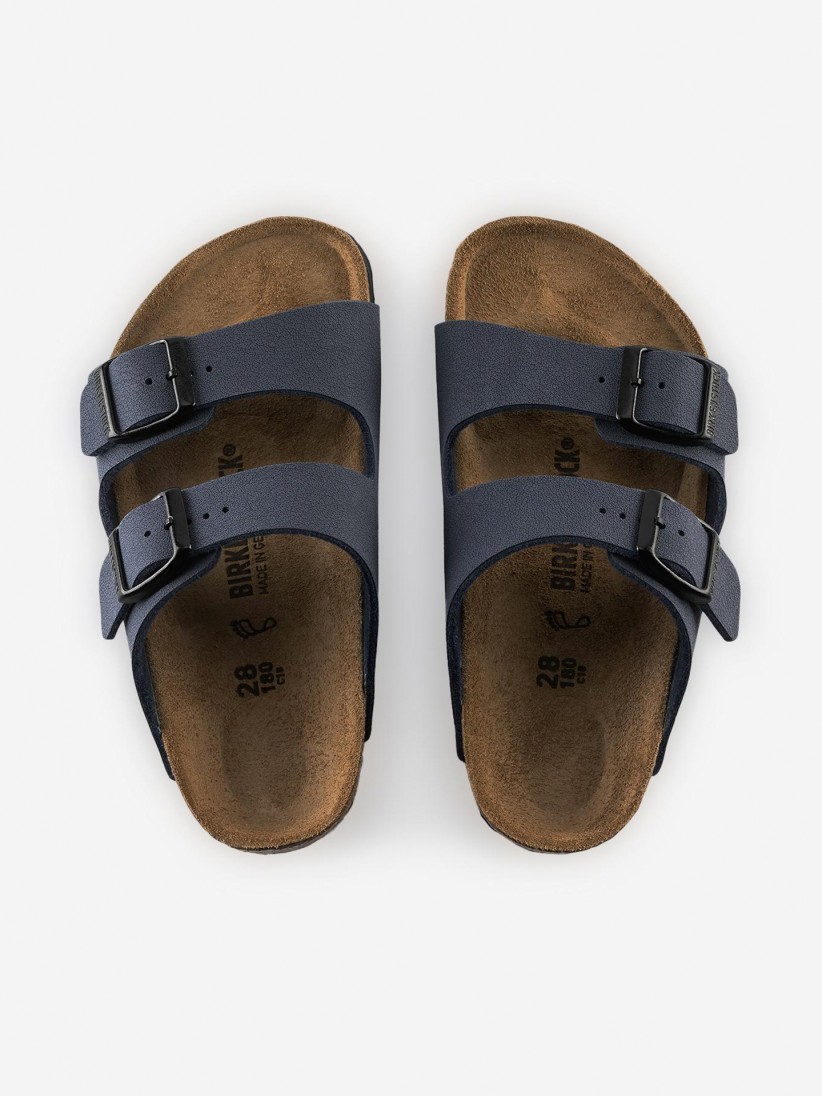 Birkenstock Arizona Birko-Flor Nubuck Kids Blue Slides