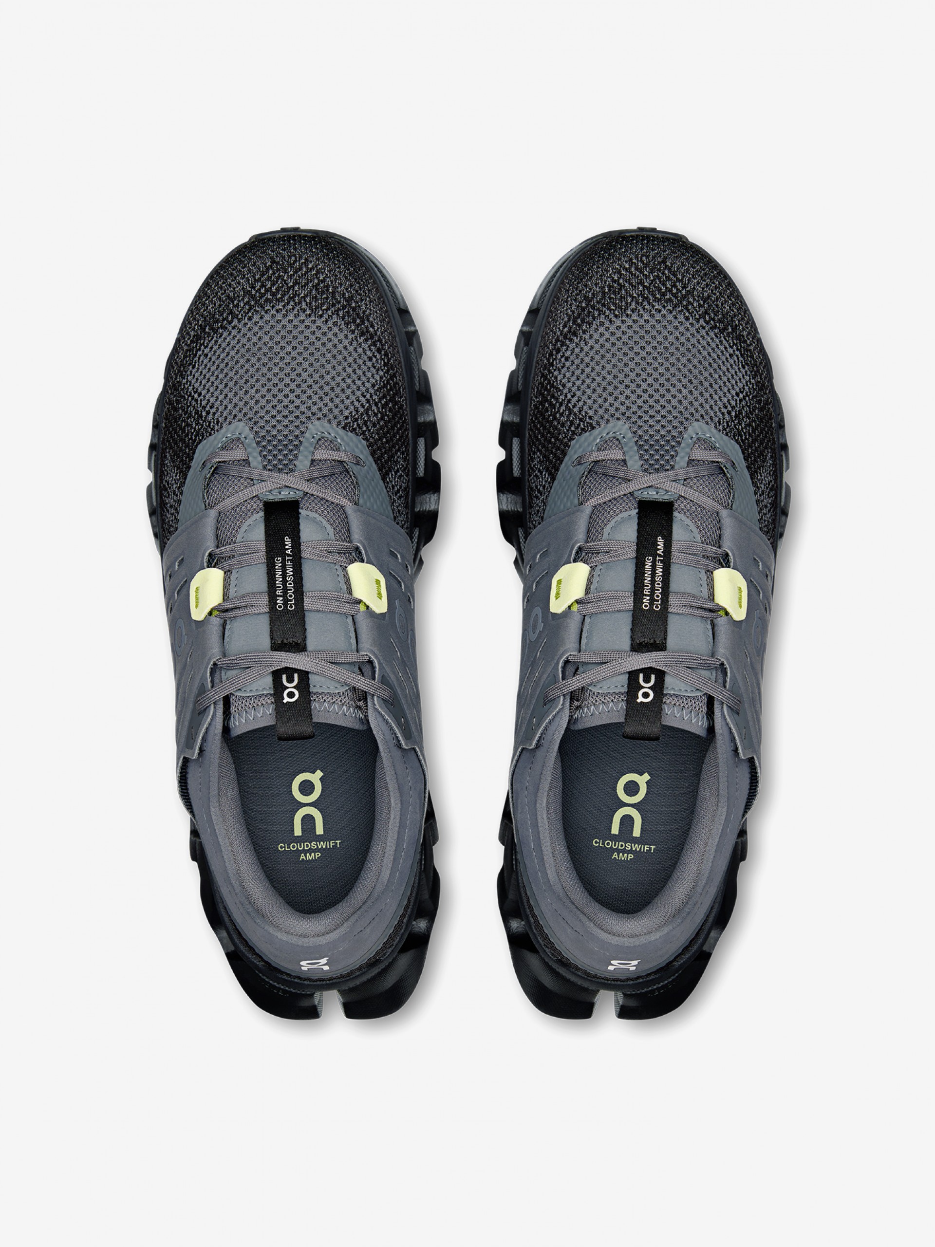 On Running Cloudswift Amp Grey and Black Sneakers