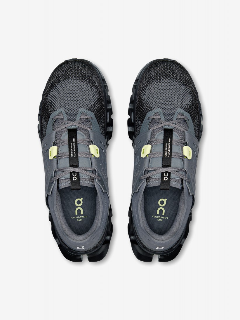 On Running Cloudswift Amp Grey and Black Sneakers
