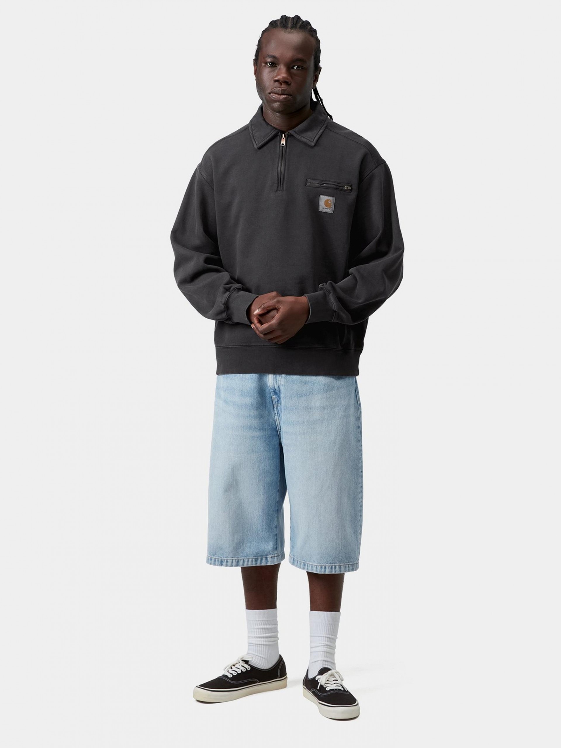 Camisola com Fecho Carhartt WIP Detroit Preta (Stone Washed)