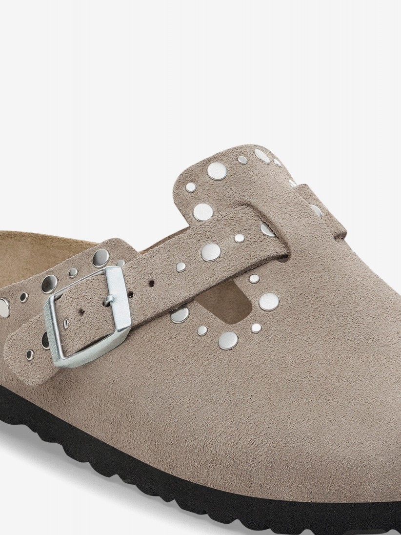 Chinelos Birkenstock Boston Rivets Couro em Camur�a Bege