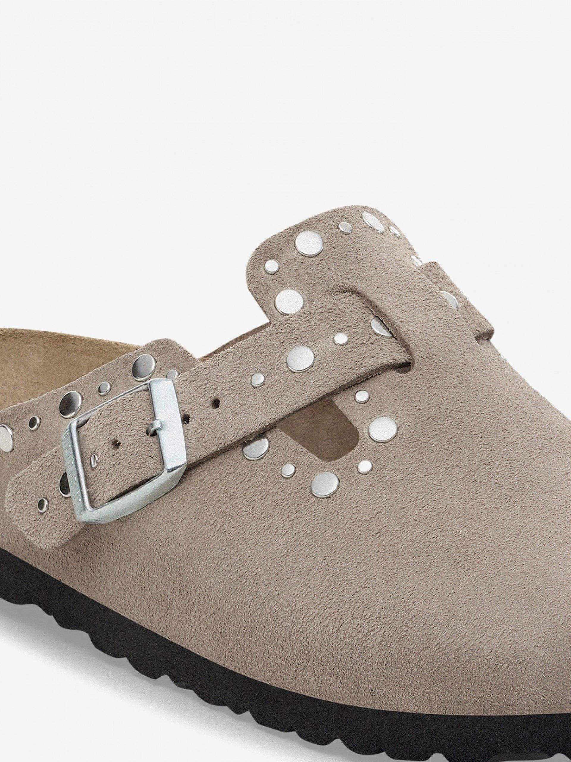 Chanclas Birkenstock Boston Rivets Gamuza Beige