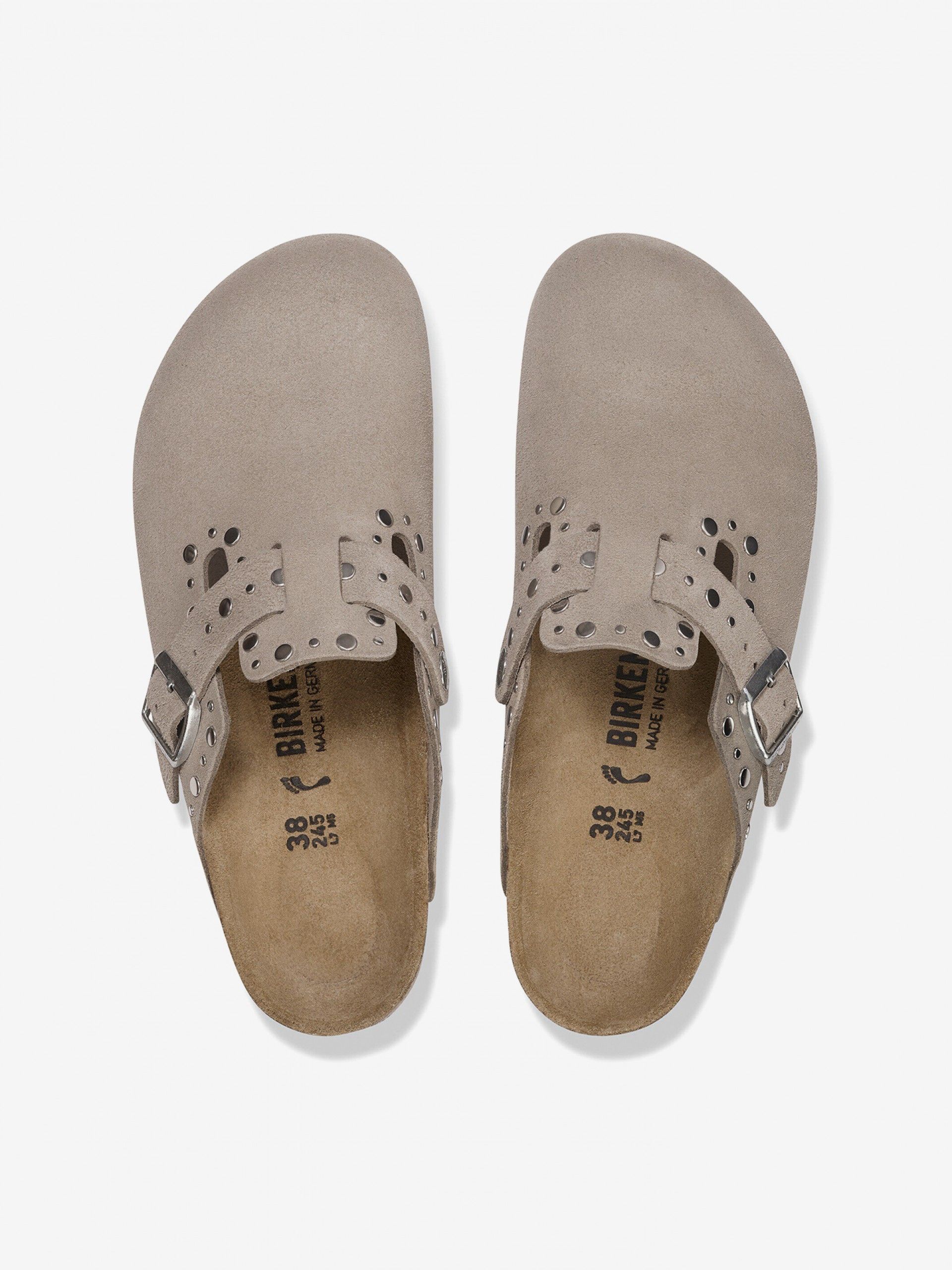 Chanclas Birkenstock Boston Rivets Gamuza Beige