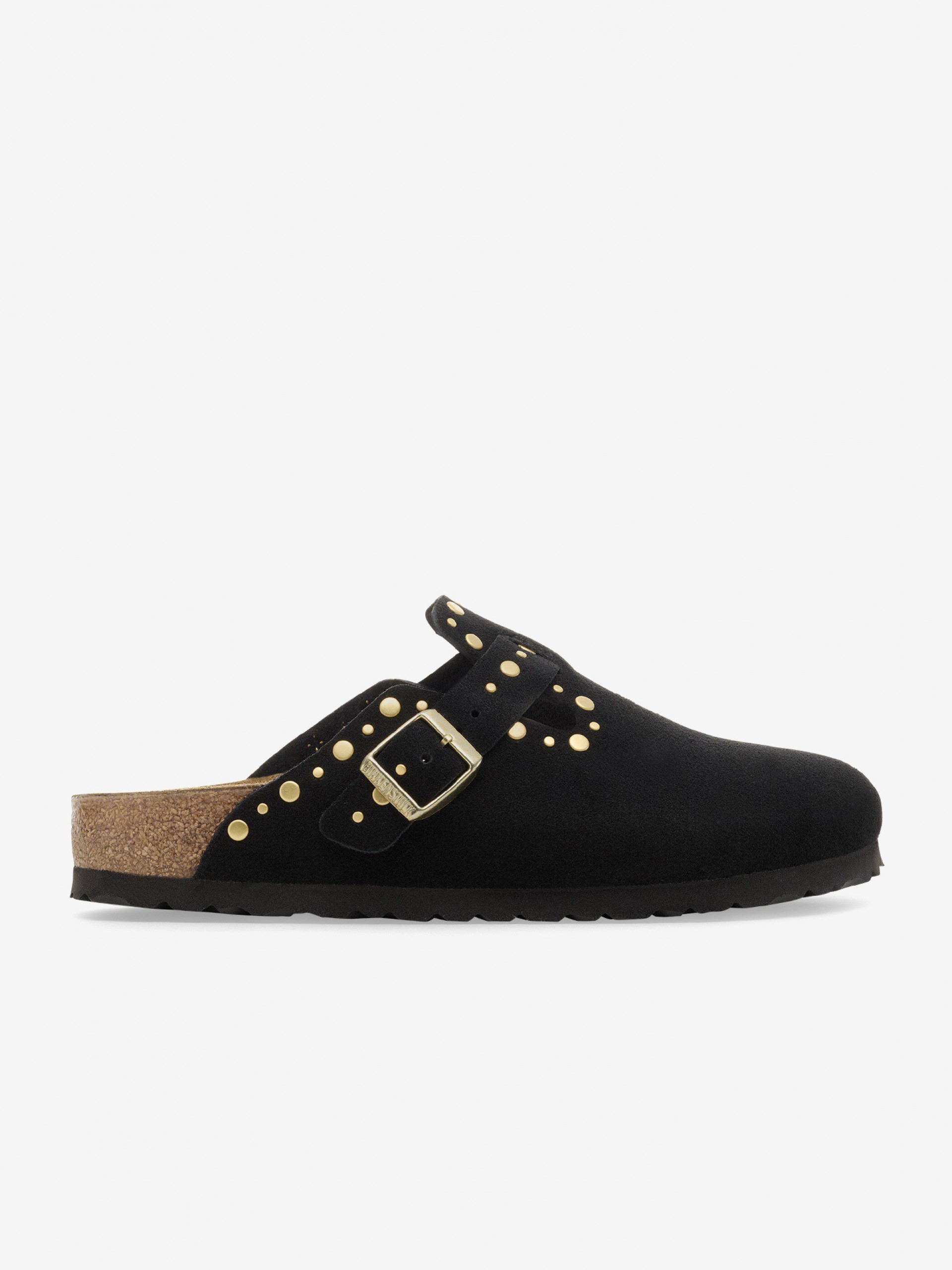 Chinelos Birkenstock Boston Rivets Couro em Camurça Pretos