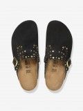 Chinelos Birkenstock Boston Rivets Couro em Camur�a Pretos