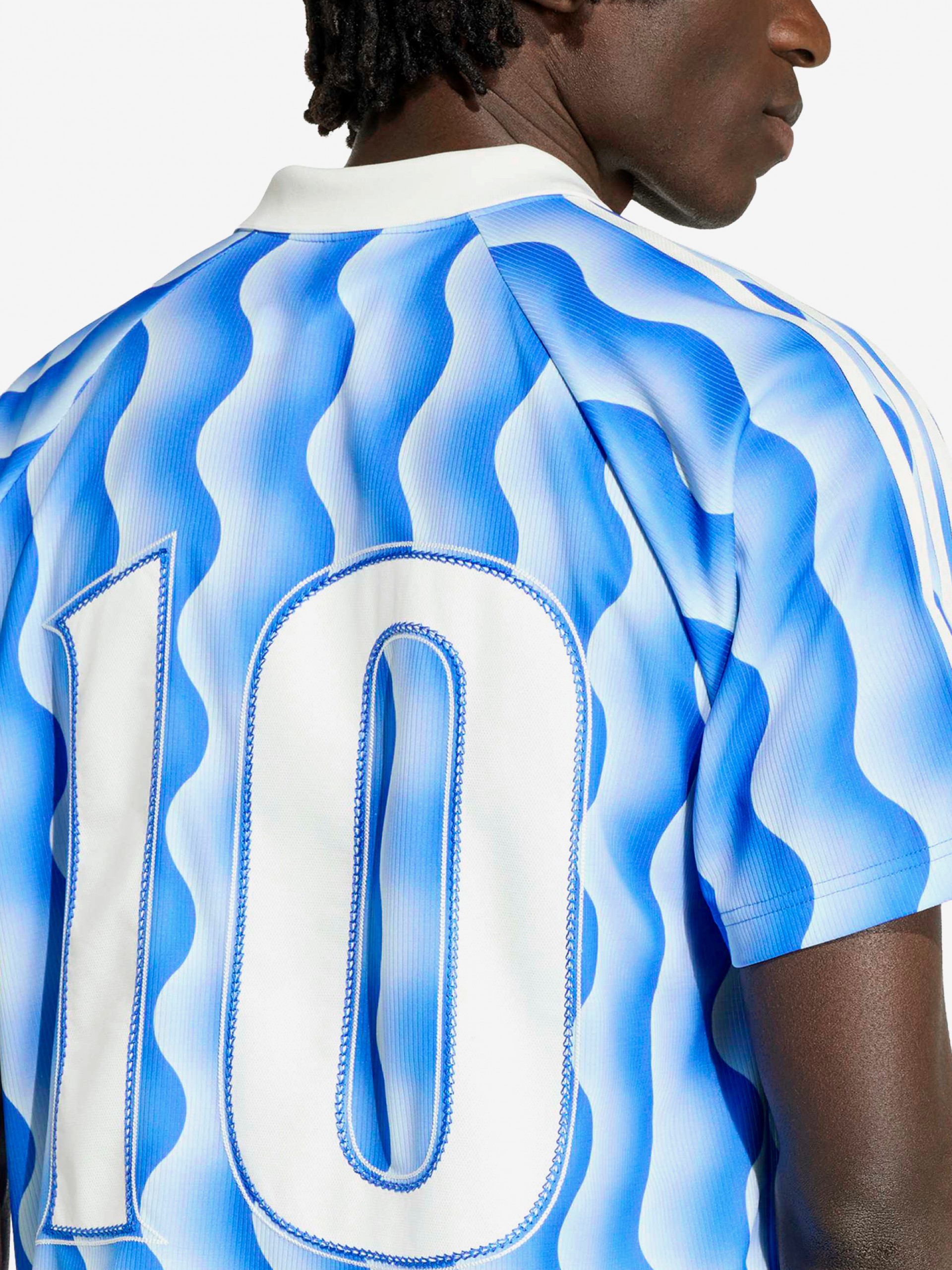 Adidas Summer Jersey Blue and White Polo Shirt