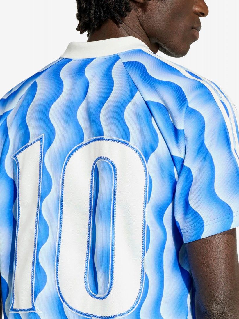 Adidas Summer Jersey Blue and White Polo Shirt