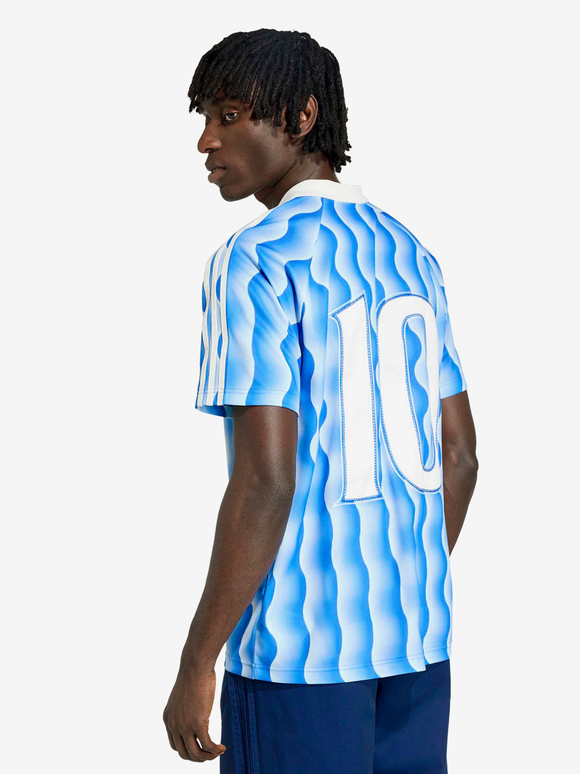 Adidas Summer Jersey Blue and White Polo Shirt