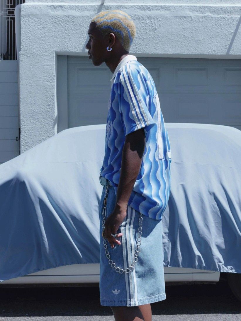 Adidas Summer Jersey Blue and White Polo Shirt