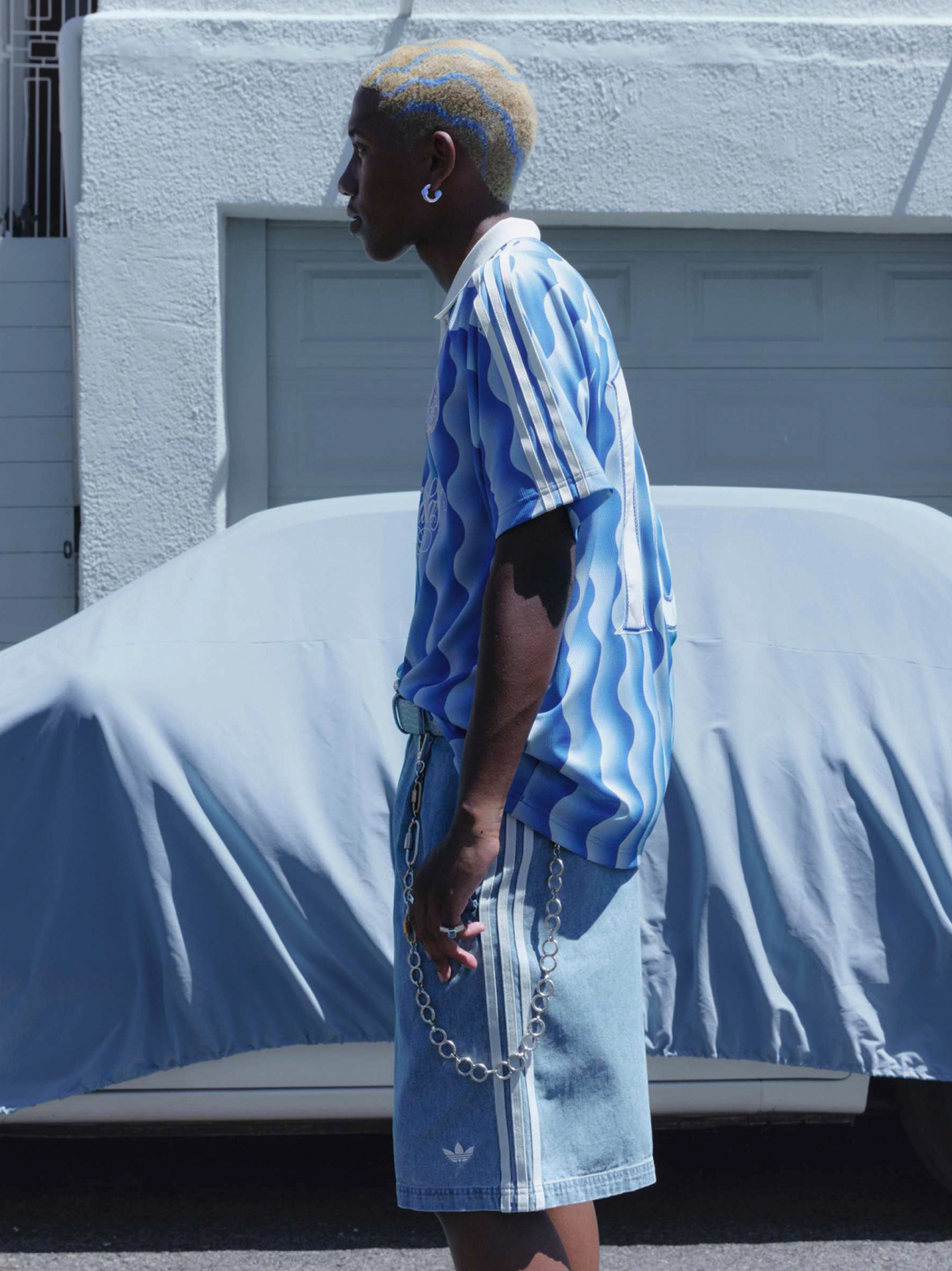 Adidas Summer Jersey Blue and White Polo Shirt