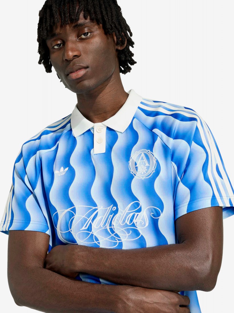 Adidas Summer Jersey Blue and White Polo Shirt