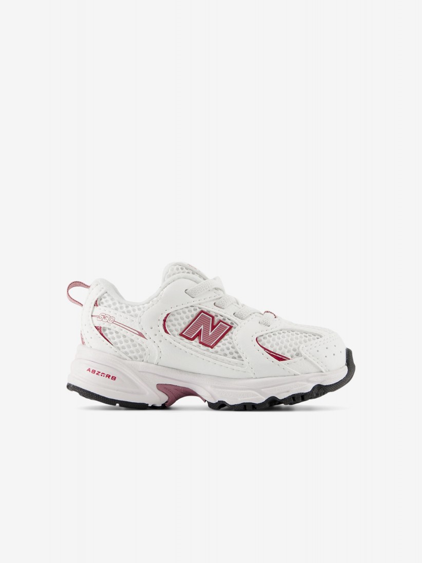 New Balance 530 V1 White and Burgundy Sneakers