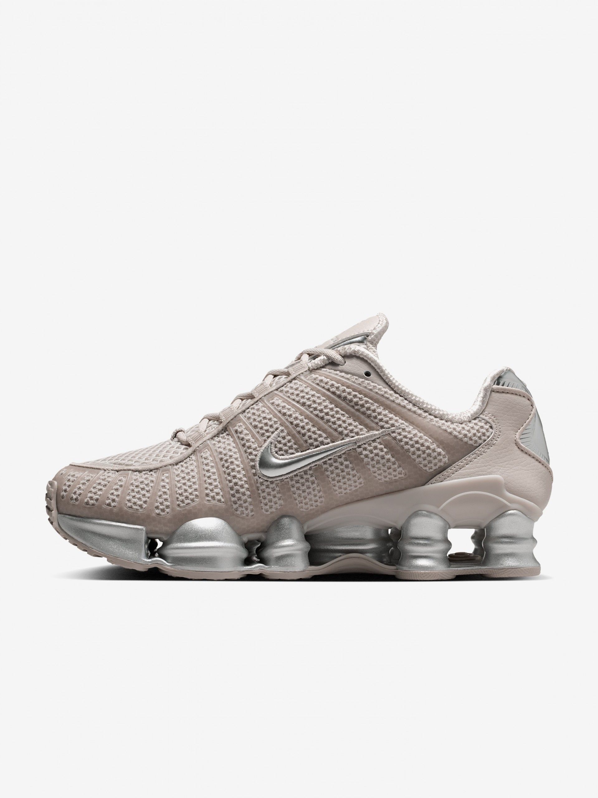 Sapatilhas Nike Shox TL Bege e Prateadas Para Mulher