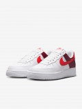 Zapatillas Nike Air Force 1 07 Low Blancas, Burdeos y Rojas Para Mujer