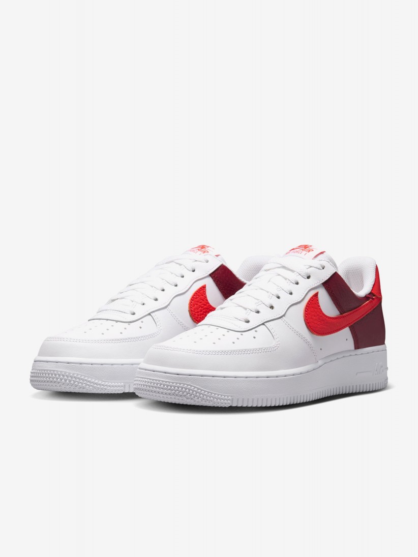 Zapatillas Nike Air Force 1 07 Low Blancas, Burdeos y Rojas Para Mujer