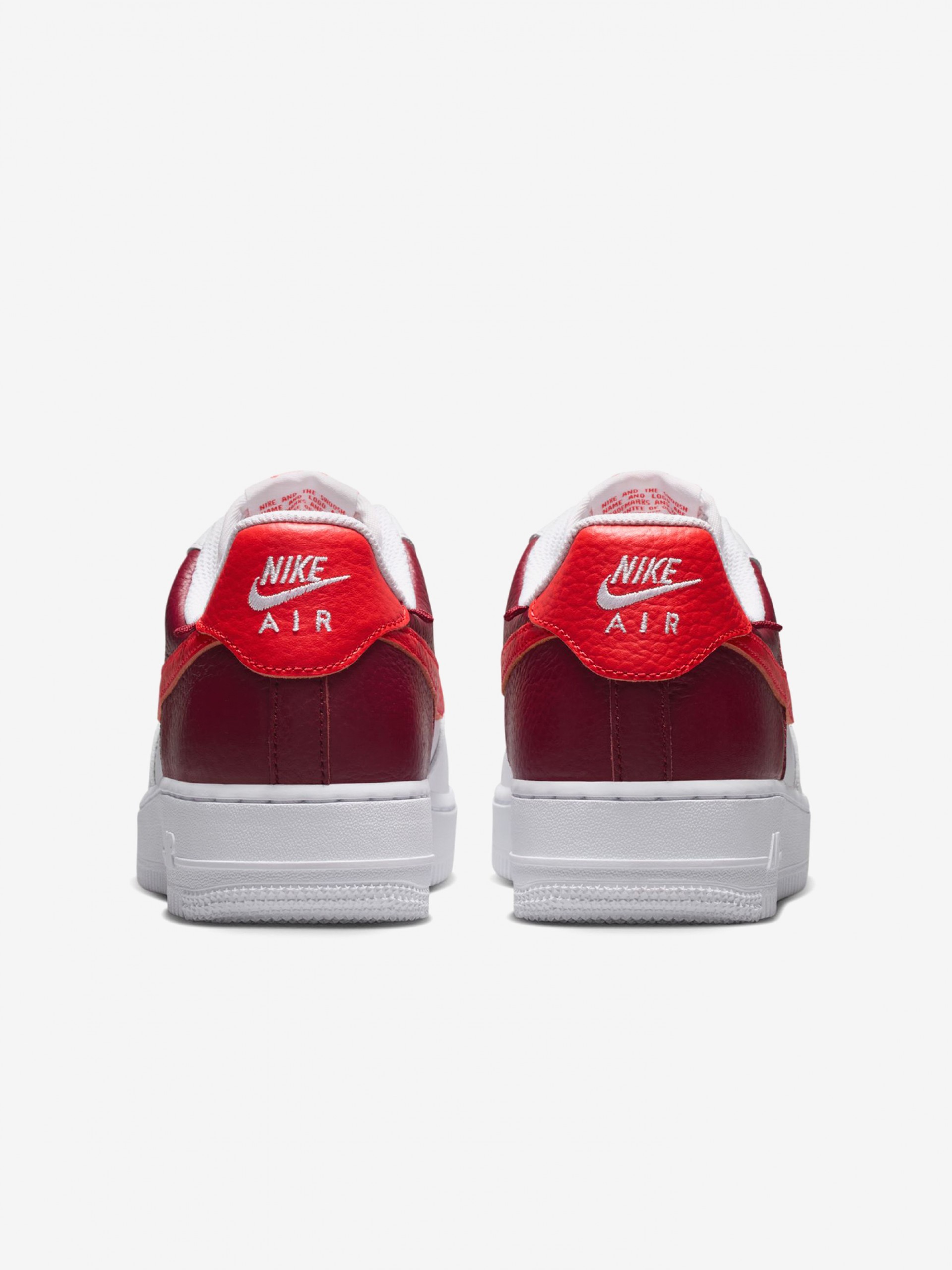 Zapatillas Nike Air Force 1 07 Low Blancas, Burdeos y Rojas Para Mujer