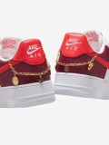 Zapatillas Nike Air Force 1 07 Low Blancas, Burdeos y Rojas Para Mujer