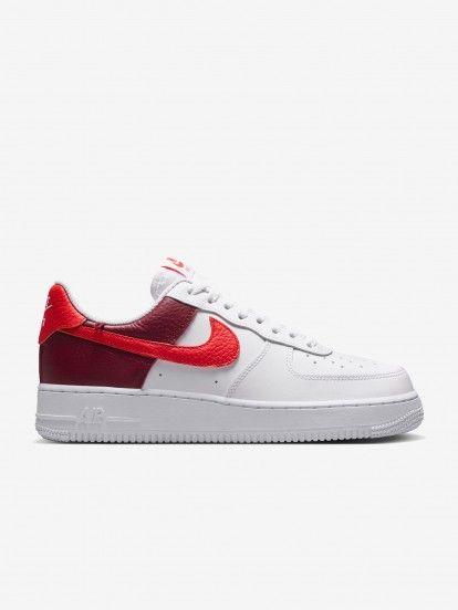 Zapatillas Nike Air Force 1 07 Low Blancas, Burdeos y Rojas Para Mujer