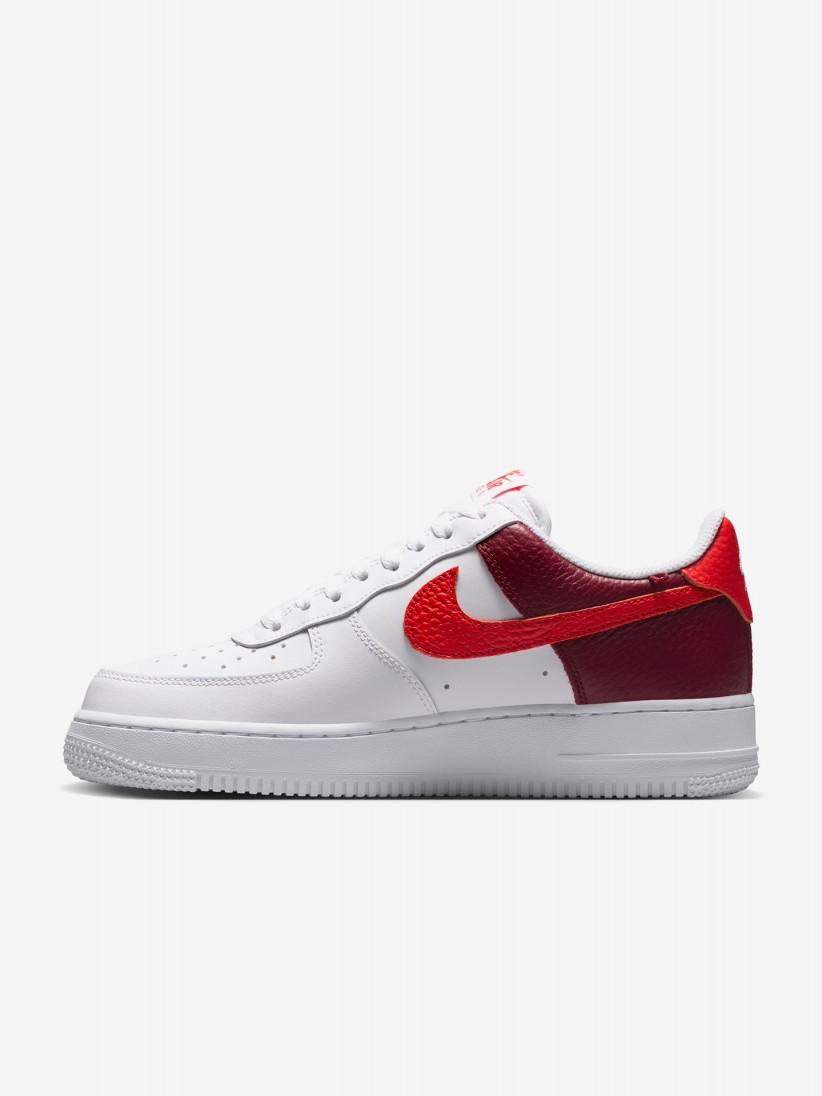 Zapatillas Nike Air Force 1 07 Low Blancas, Burdeos y Rojas Para Mujer