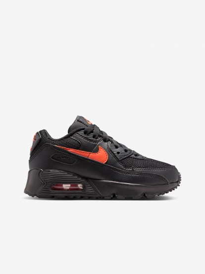 Nike Air Max 90 Mesh Lace Black and Orange Sneakers For Children