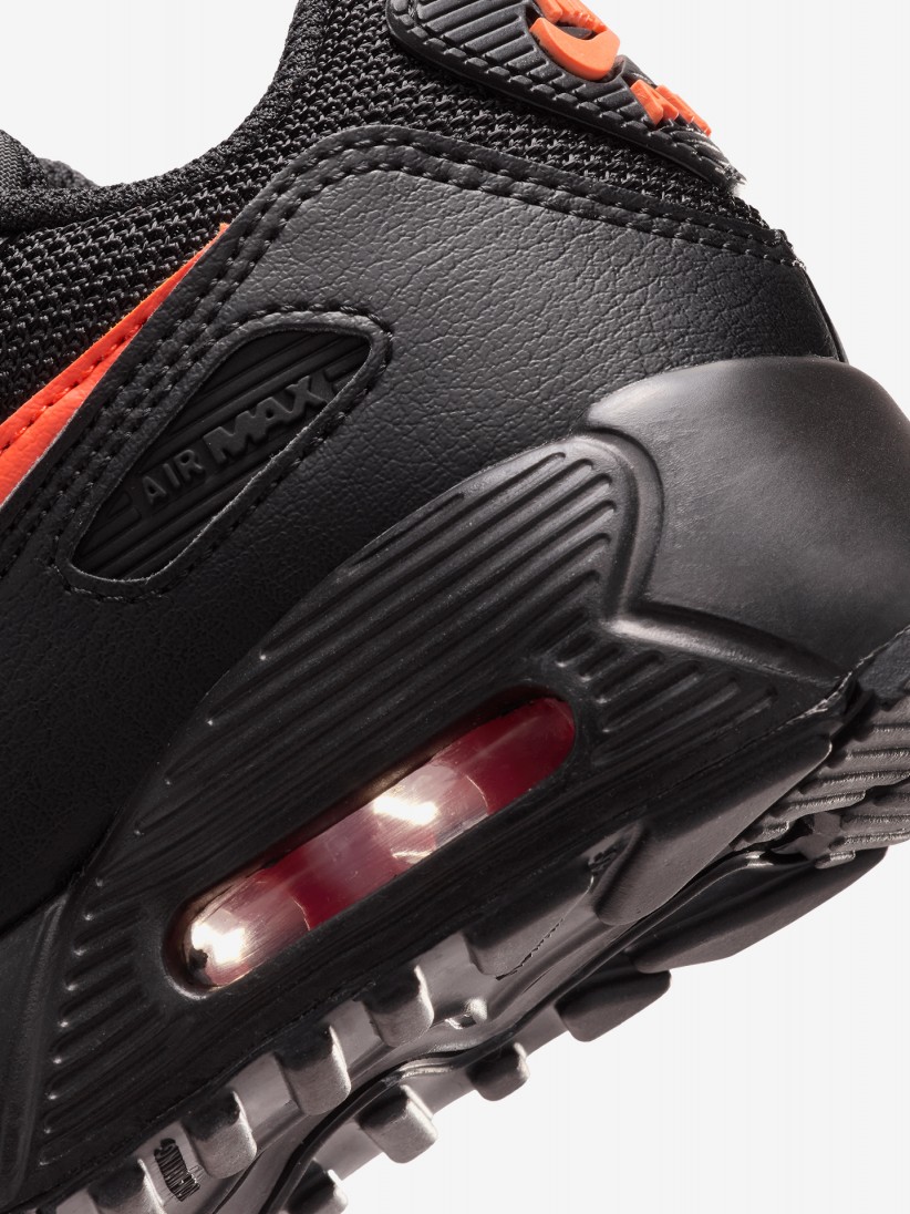 Nike Air Max 90 Mesh Lace Black and Orange Sneakers For Children