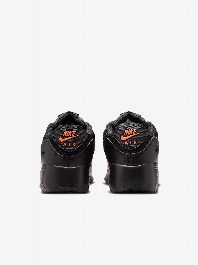 Nike Air Max 90 Mesh Lace Black and Orange Sneakers For Children