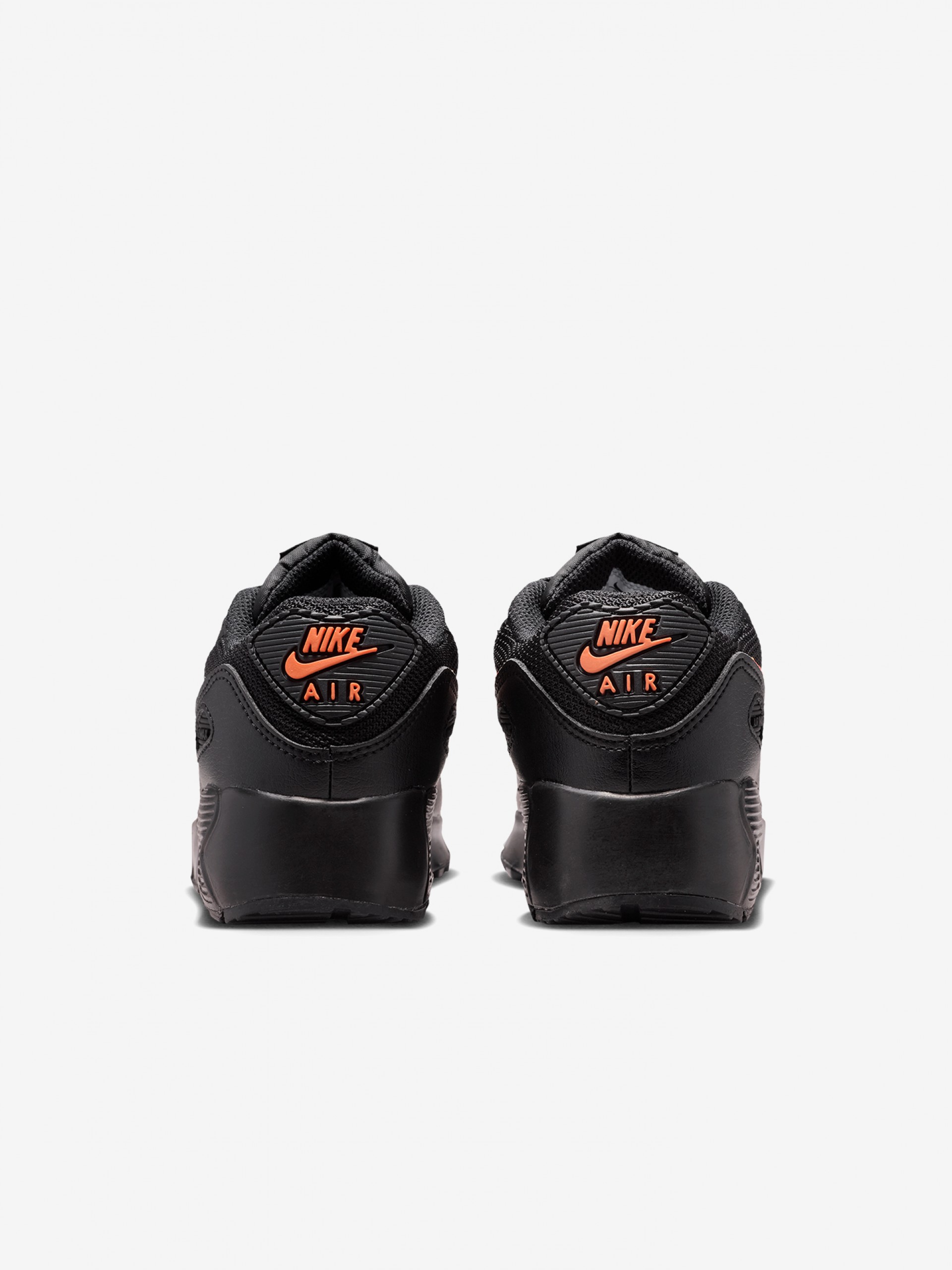 Nike Air Max 90 Mesh Lace Black and Orange Sneakers For Children