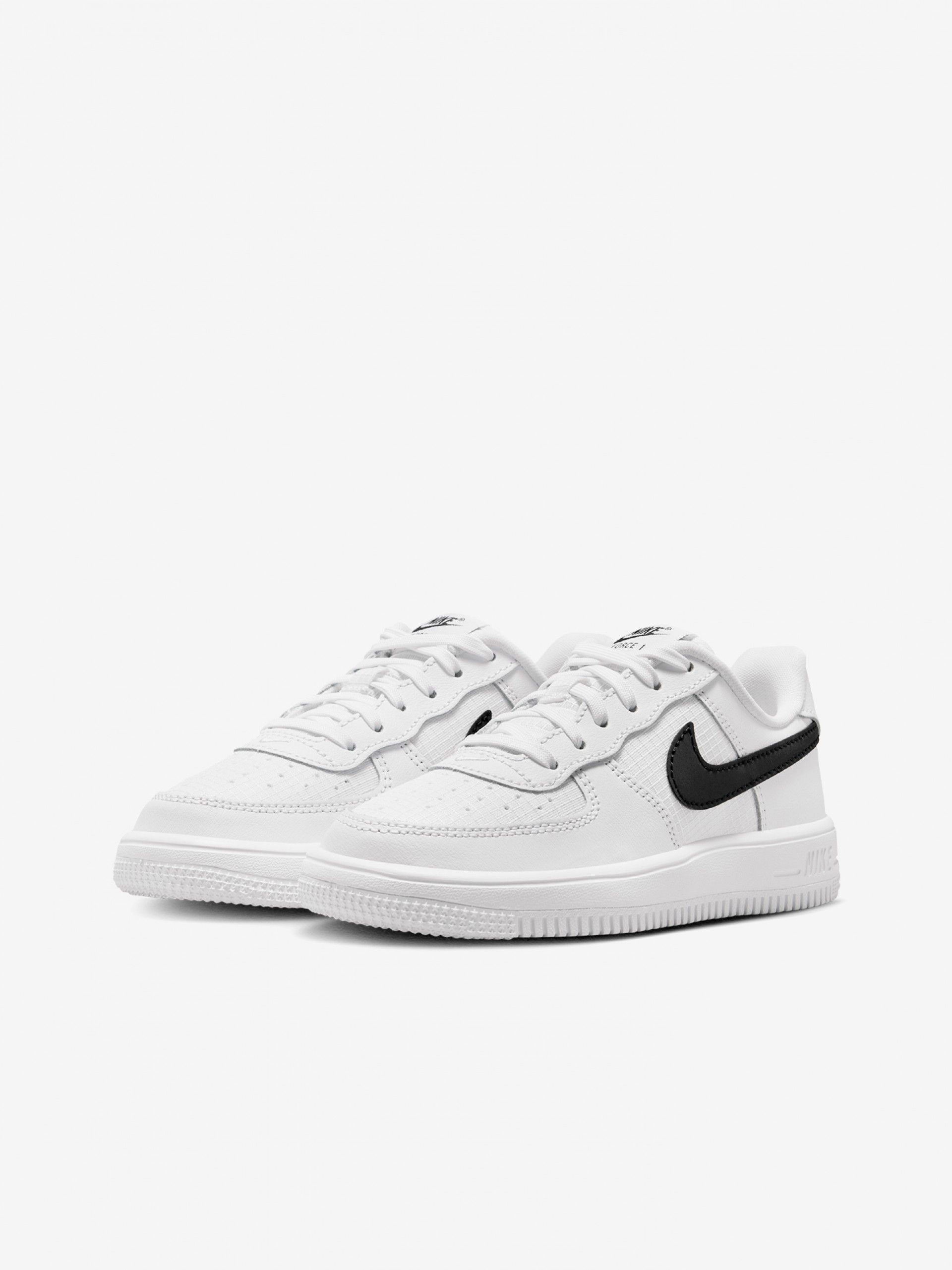 Zapatillas Nike Force 1 Low Lace Tech Blancas y Negras Para Niño