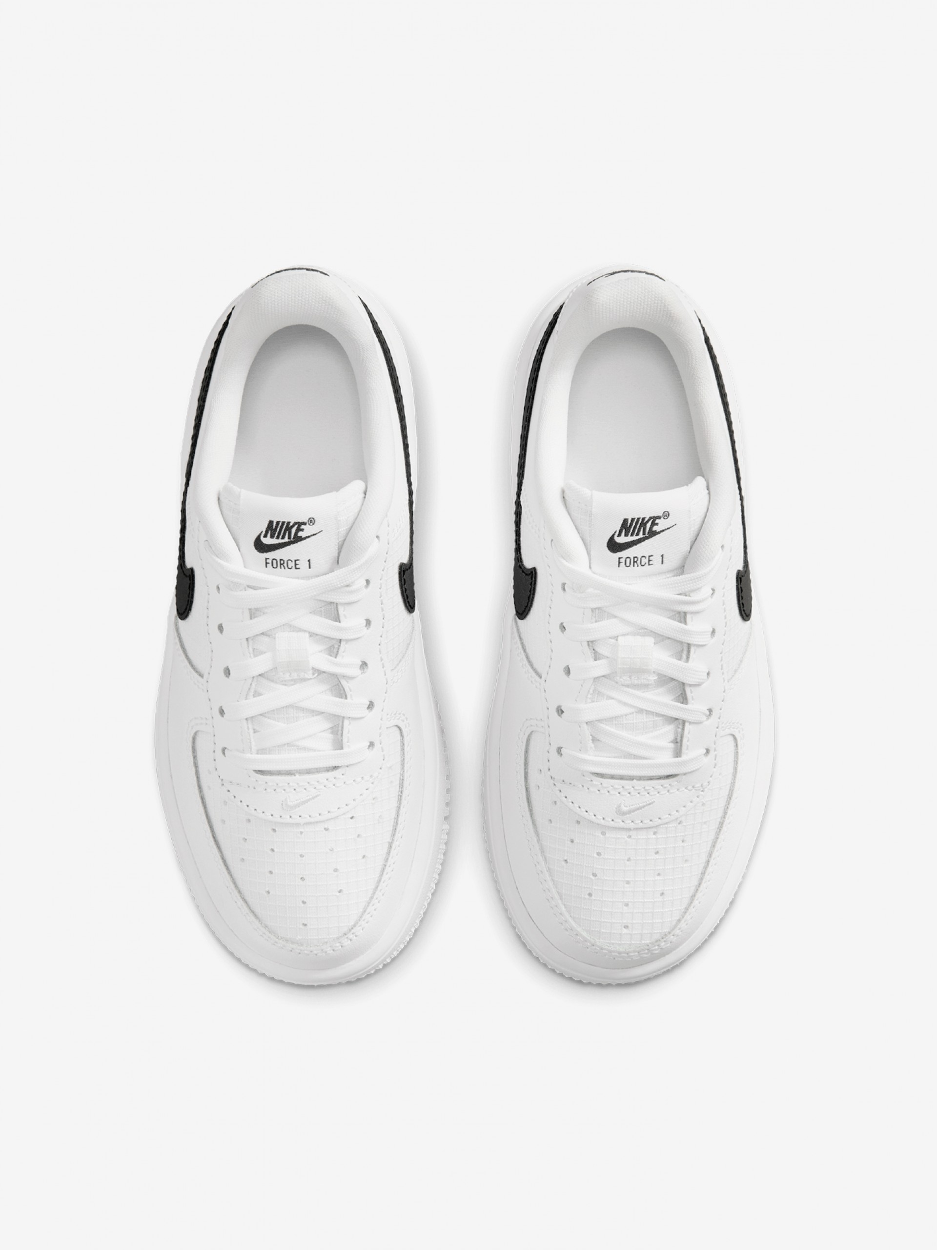 Zapatillas Nike Force 1 Low Lace Tech Blancas y Negras Para Niño