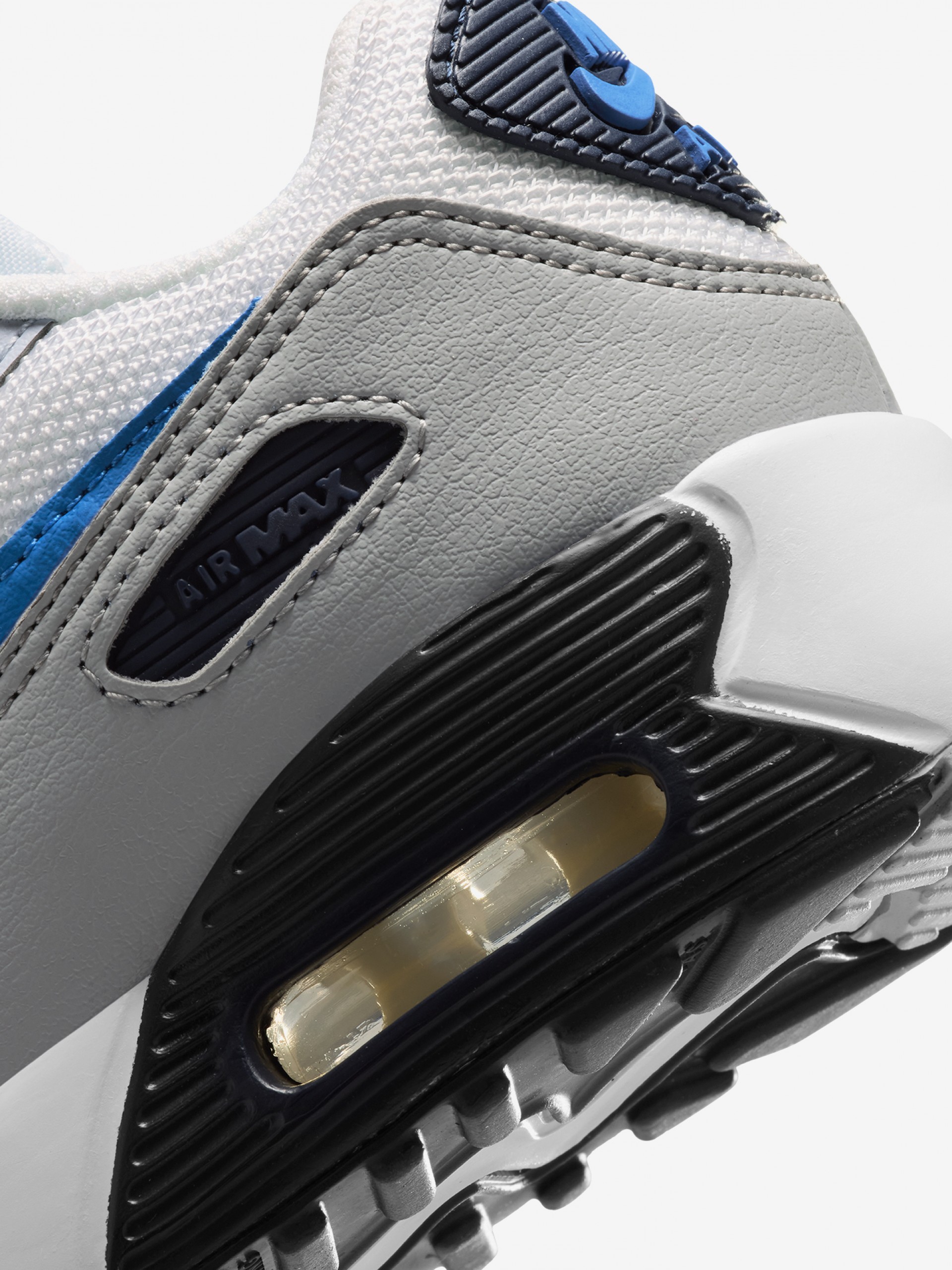 Sapatilhas Nike Air Max 90 Mesh Lace Azuis, Cinzentas e Brancas Para Criança