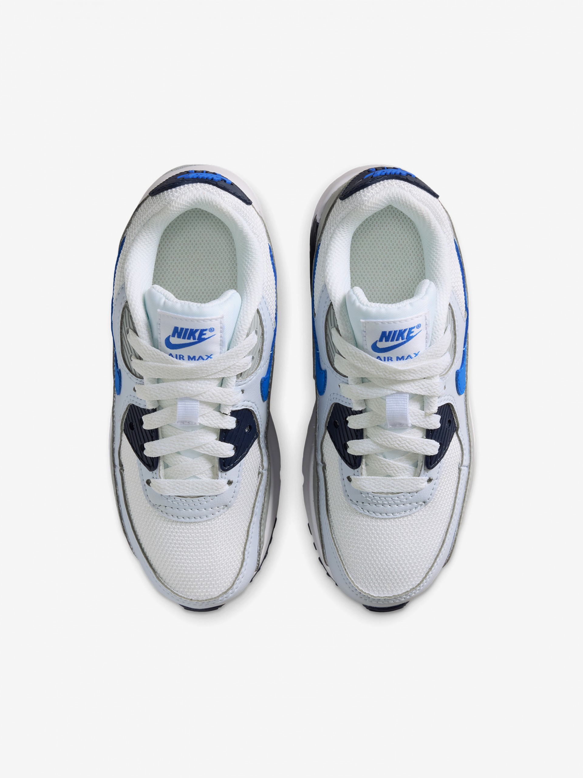 Sapatilhas Nike Air Max 90 Mesh Lace Azuis, Cinzentas e Brancas Para Criança
