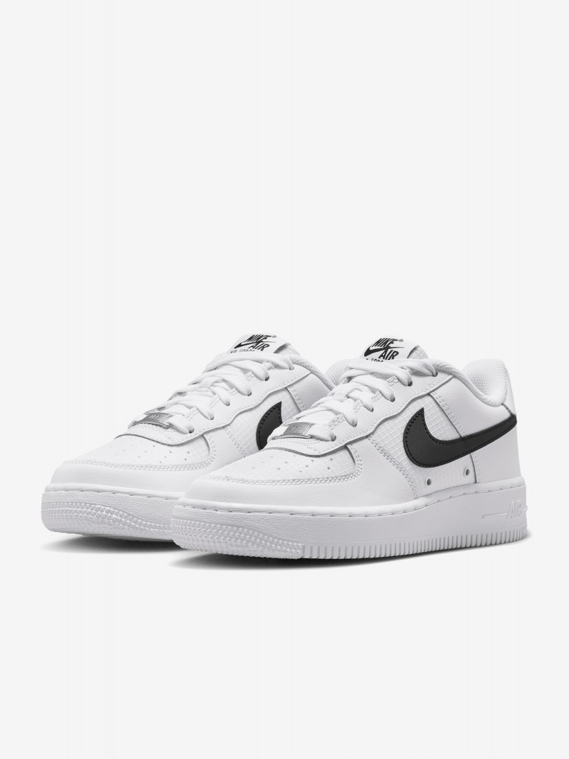 Sapatilhas Nike Air Force 1 Low Tech Brancas e Pretas J�nior